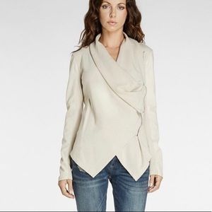 BLANKNYC Faux Leather Scarf Style Lightweight Jacket. Light Grey. EUC. Sz M